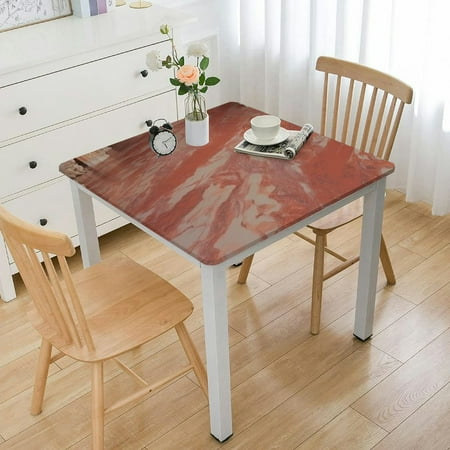 

Rose Gold Coral Stone Blush Marble Tablecloth Square Washable Polyester Table Cloth for Square or Round Tables