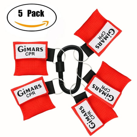 First Aid Breathing (Gimars CPR Face Mask Rescue Face Shield with Key Chain One-way Valve Breathing Barrier for First Aid CPR Training Emergency 5)