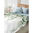 thumbnail image 4 of Green Eucalyptus Branches King Size Flat Sheet, Wrinkleproof & Fadeproof Cooling Flat Bed Sheet Only, Spring Botanical Leaves Vines Breathable Soft Bedding Top Sheets 105 x 98 Inches, 4 of 8