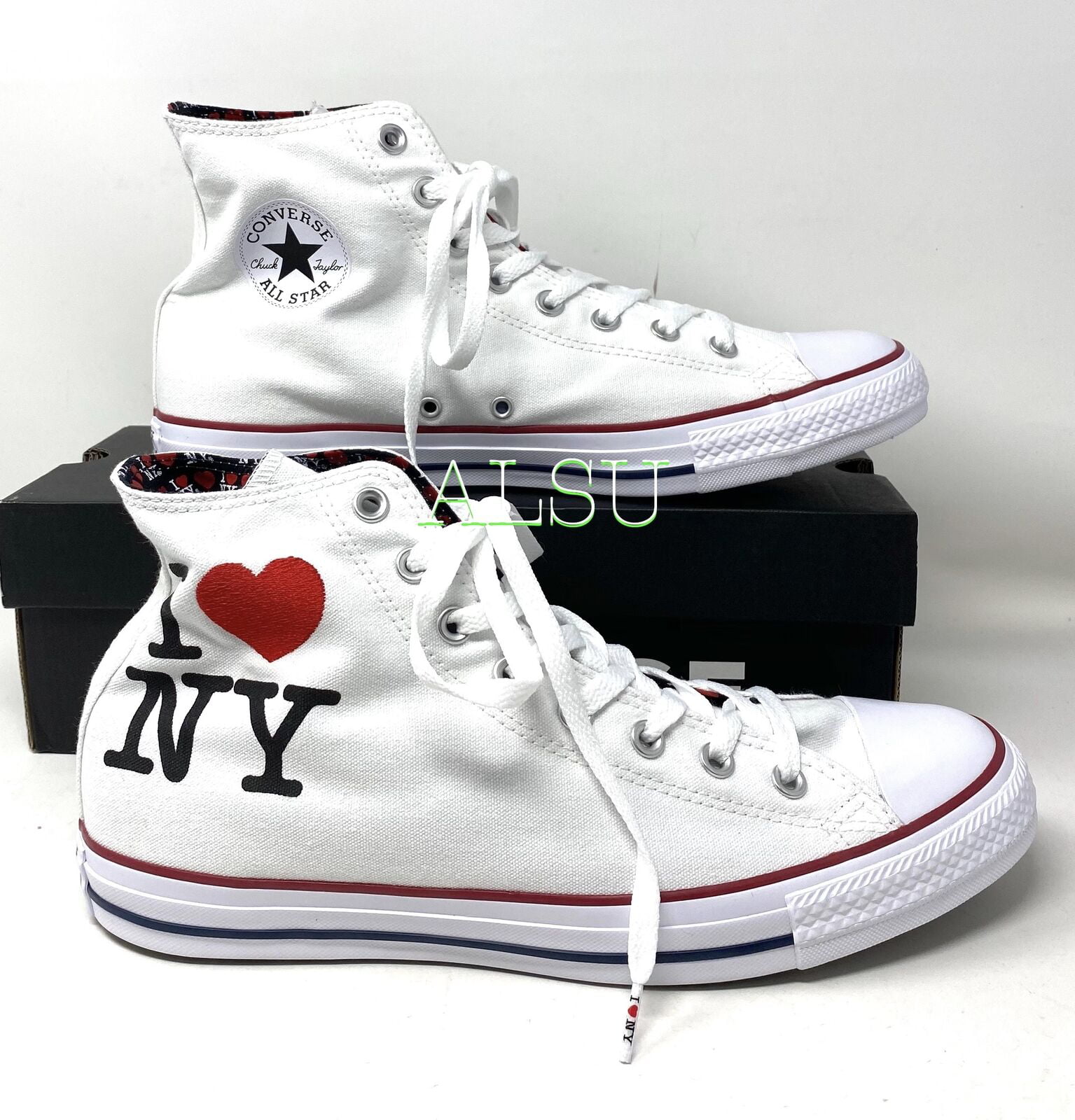 Converse Chuck AS High Top Canvas I Love NY White Men's Sneakers 161184F -