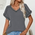 thumbnail image 2 of fatyb Summer Tops for Women Crewneck Short Sleeve Shirts Casual Loose Blouses Pullover Womens Tunic Tops, 2 of 5