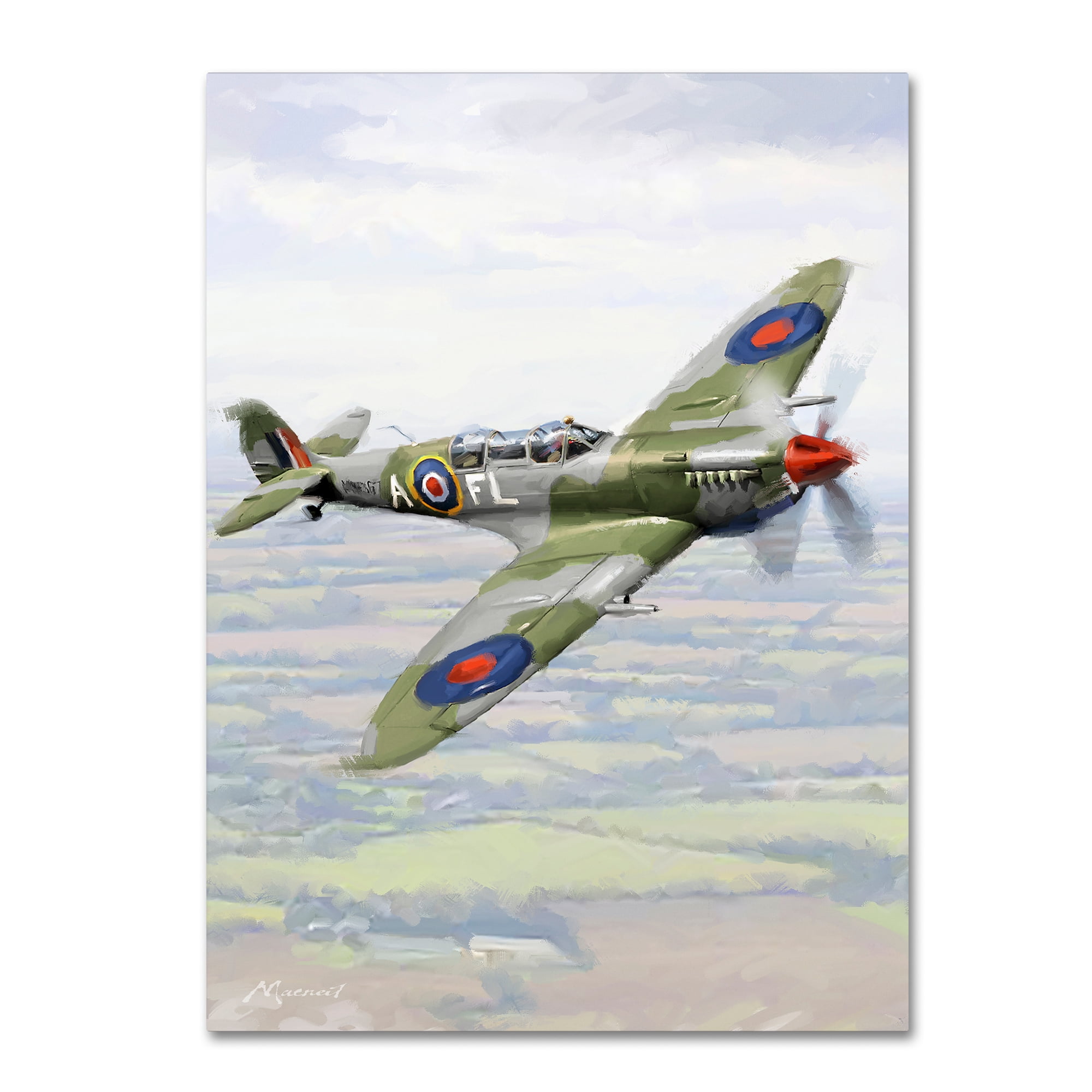 Flying Spitfire Airplane Aircraft Poster 5 Pcs Canvas Print Wall Art Home Decor 