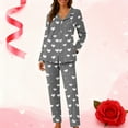 thumbnail image 2 of Diufon Women's Pajama Sets Button Down Long Sleeve Shirts and Pants Cute Graphic Printed 2 Piece Sleepwear, 2 of 7
