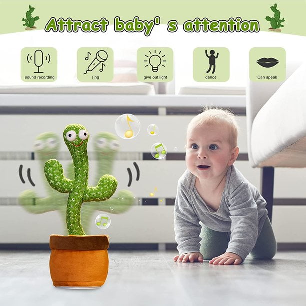 Latady Dancing Cactus Toy - Singing, Talking & Repeating What You say  Electric Cactus, Wiggle Dancing Cactus Plush Toy for Home Decoration &  Babies, with 60 English Songs 