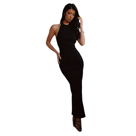 Uilita 2025 Black Maxi Dress For Women Sweater Dress Bodycon Party Fringe Tassel Club