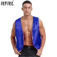 thumbnail image 2 of Chaleco de fiesta para hombre, trajes de Cosplay del príncipe árabe, Sultán Oriental, chaqueta frontal abierta, borde dorado, disfraz de juego de rol árabe de Halloween, 2 of 5