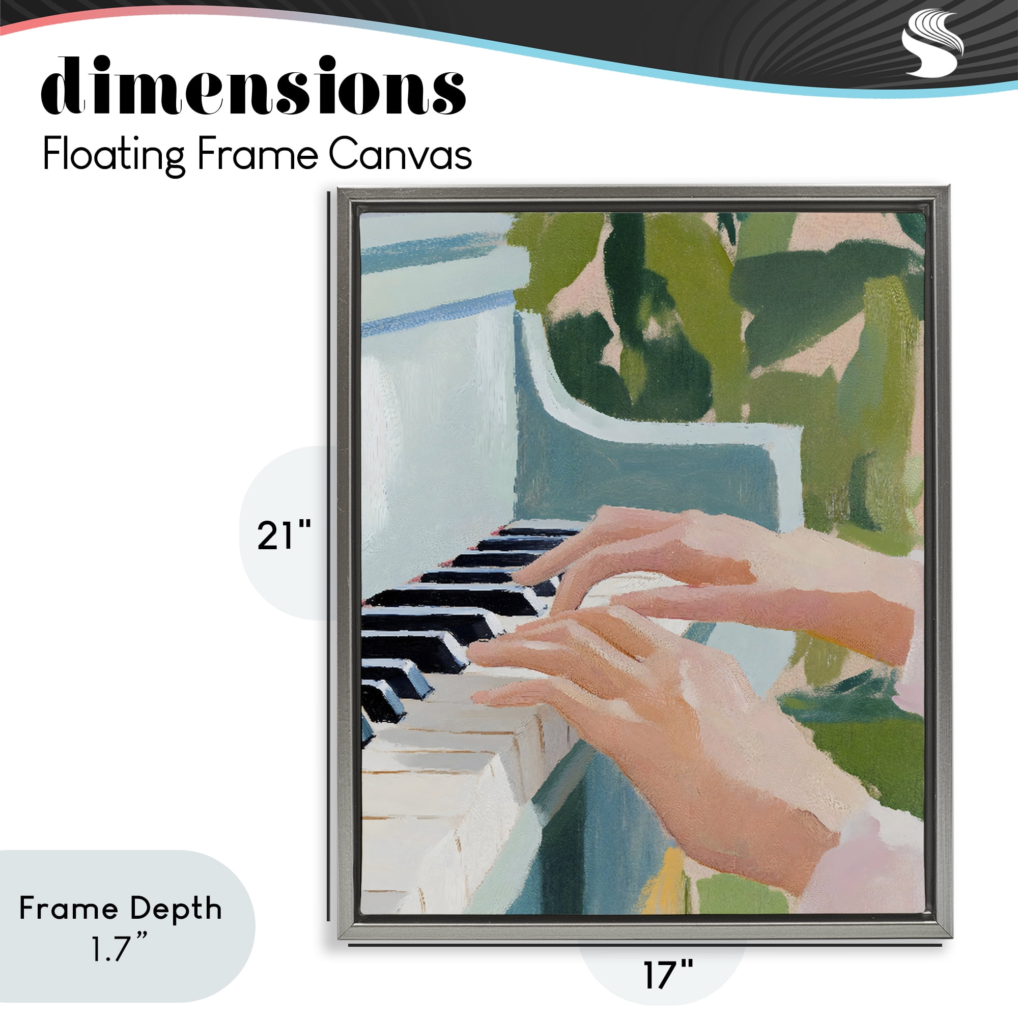 Stupell Industries Piano Hands in Sunlit Space Gray Framed Floater Canvas Wall Art, design by The Prints Vibe