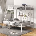 thumbnail image 2 of Costway Twin Over Full Metal Bunk Bed with Integrated Ladder Full-length Guardrail White, 2 of 10