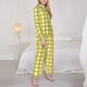 thumbnail image 3 of Balery Yellow Checkboard Conjunto de Pijama con Estampado para Mujer, Conjunto de Dos Piezas con Manga Larga, Ropa de Dormir Suave con Bolsillos, Pijamas Cómodos-Large, 3 of 7