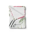 thumbnail image 2 of Saying Soft Flannel Fleece Throw Blanket, Hand Lettering Hello Summer Message Watercolor Style Blossoming Seasonal Flowers, Cozy Plush for Indoor and Outdoor Use, 50" x 70", Multicolor, by Ambesonne, 2 of 5