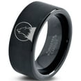 thumbnail image 1 of Tungsten Howl At The Moon Wolf Wild Soul Band Ring 9mm Men Women Comfort Fit Black Flat Cut Brushed Polished, 1 of 4