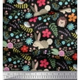 thumbnail image 2 of Soimoi Polyester Crepe Fabric Floral,Rabbit & Porcupine Cartoon Decor Fabric Printed Yard 42 Inch Wide, 2 of 3