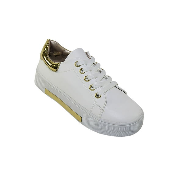 TENIS CASUALES NIÑA LEON BLANCO ORO TACTO PIEL 2239 Leon 2239p