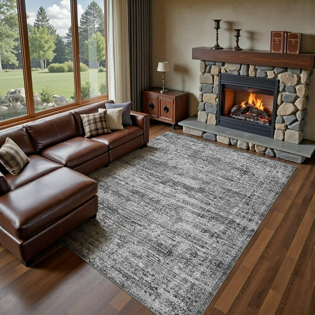 x Area Rug Living Room Rugs - Washable Neutral Modern Abstract Soft Thin Large Rug Indoor Floor No Slip Rug Carpet for Bedroom Under Dining Table Home Office Decor -