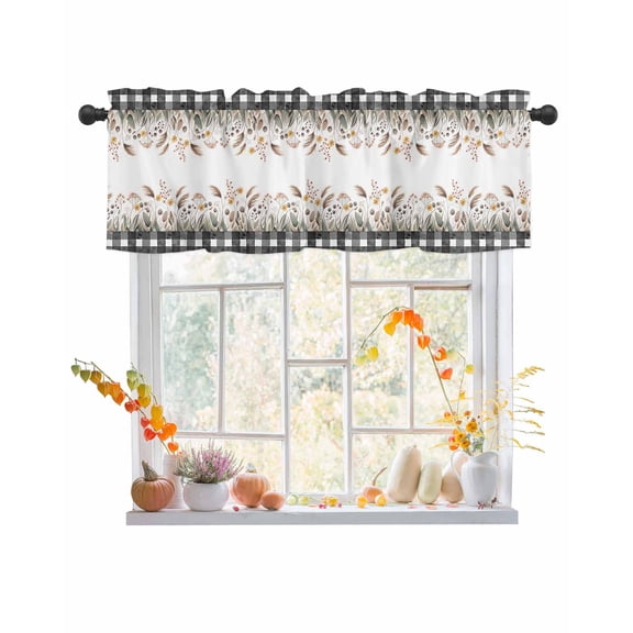 Valances for Windows Fall Orange Foxtail Rod Pocket Cafe Window Treatments Valance Curtains for Kitchen Bathroom Laundry Basement Windows 42"x12"