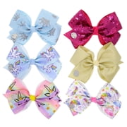 JoJo Siwa 12pcs Hair Bows for Girls (2 Set) - 5 Inches Alligator clips (3)