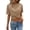 Khaki, variant on Summer Tops for Women Gsakboxl Women Round Neck Twisted Front Crop Top Summer Slim Fit Pure Cotton Short Sleeve Casual Fashion Tee Womens Shirts S