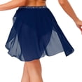 thumbnail image 4 of TiaoBug Women's Rhinestone Lyrical Ballet Dance Skirts Flowy Hem High Low Skirt Figure Skating Dancewear Bottoms Navy Blue L, 4 of 5