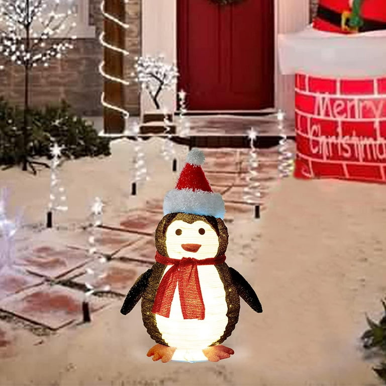 2Ft Christmas Folding Penguin with Christmas Hat Built-in LED Light -  DANNY'S HOME GOODS