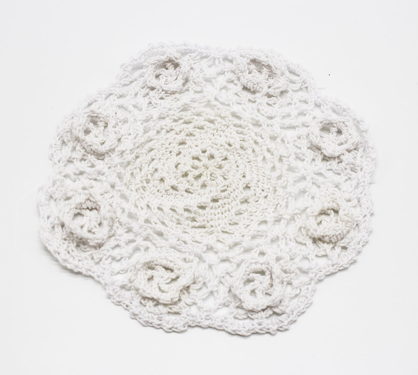 Package of 24 Hand Crocheted Round Ecru 4 Inches Diameter Doilies 100% Cotton 