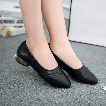 

Cathalem New Soft Soled Single Shoes Women Round Toe Mother Shoes Work Shoes Thick Heel Middle Aged And Women Dress Shoes Casual Black 8
