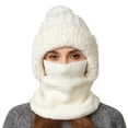 thumbnail image 5 of Beanie Hat with Scarf Skull Hats Winter Scarf Set Face Cover&Neck Gaiter Ski Snow Hats Knitted Ski Hat Windproof Scarf Hat Beanie Hat for Women Hooded Scarf Warm Knitted Beanie White, 5 of 5