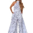 thumbnail image 3 of DYMADE Women Plus Size Elegant Strap Waist Sleeveless Print Jumpsuit, 3 of 4