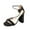 Black, variant on Xfvqtps Heeled Sandals for Women Ankle Buckle Rhinestone Strappy Block Chunky Heel Open Toe Casual Wedding Pumps Coffee
