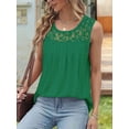 thumbnail image 3 of Camisa Plisada de Encaje Sin Mangas, Blusa de Verano, Túnica Verde Oscuro XXL, 3 of 4