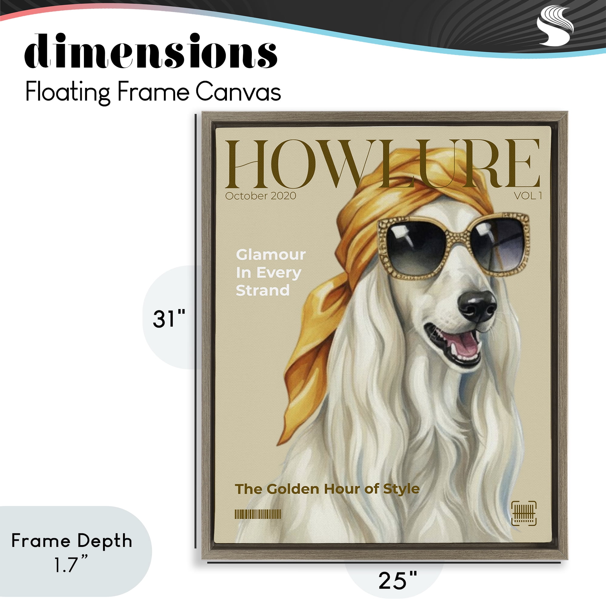 Stupell Industries Howlure Dog Fashion Magazine Brown Framed Floater Canvas Wall Art, design by A Barefoot Stylist