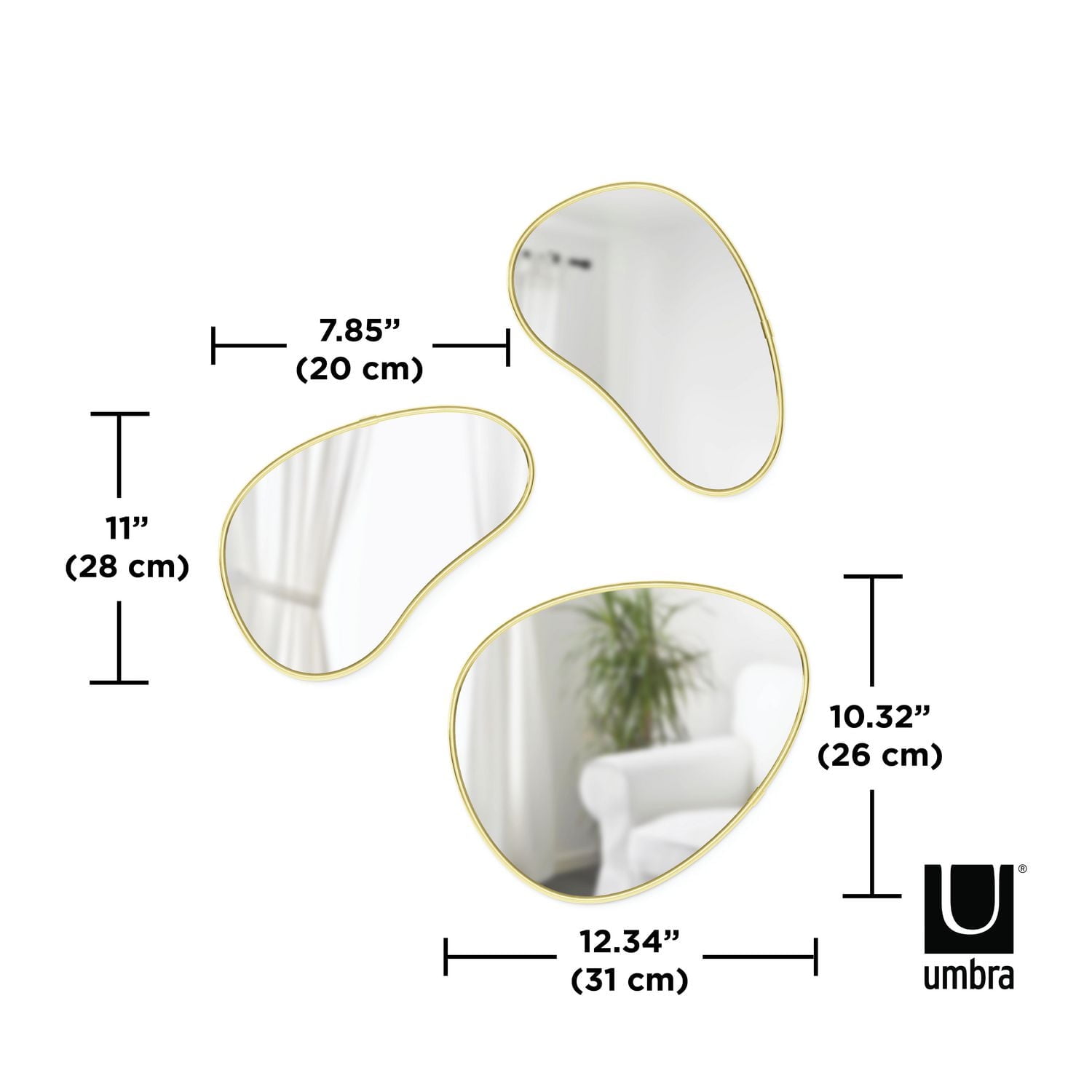 Umbra Miroirs Hubba Pebble, Lot de 3