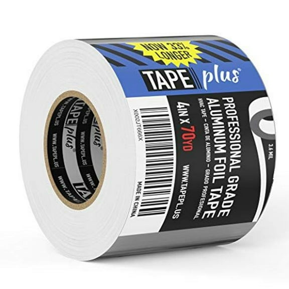 TapePlus Heat-Resistant Aluminum Foil Tape - HVAC Tape Seal - Waterproof Seal for Insulation - Foil Insulation Barrier for Pipes - 4 in x 210 ft Roll, Silver