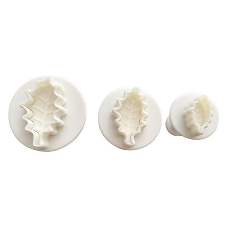

3pcs Food Grade Plastic Cookie Mould DIY Tool Leaf Molds Shape Baking Fondant Christmas Cake
