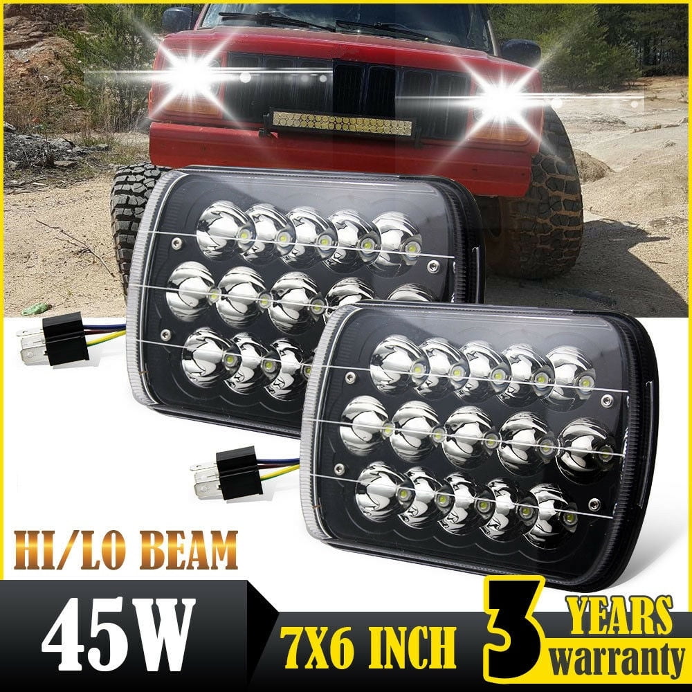 7x6 Pair LED Headlights 19861995 Jeep Wrangler YJ 19842001 Cherokee XJ