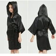 thumbnail image 2 of AJIWYH Toddler Kids Boys Girls Silk Satin Hooded Bathrobe Kimono Robes Nightgown Sleepwear Clothes (Black,4-5 Years), 2 of 7