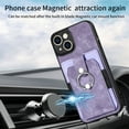 thumbnail image 6 of Feishell for iPhone 12 mini Wallet Case with Elastic Card Holder,Premium PU Leather Shockproof TPU Bumper 360° Rotation Finger Ring Holder Kickstand Anti-Scratch Protective Phone Case,Purple, 6 of 9