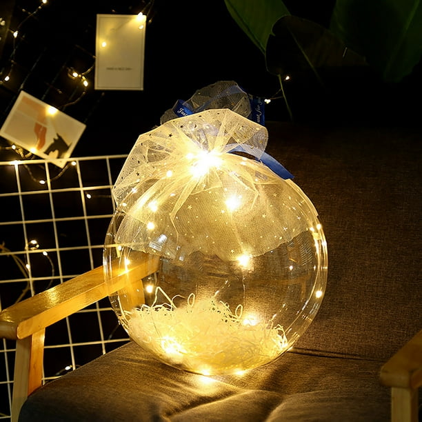 Fiudx Globos Luminosos Led, Kit de Decoración para Fiestas, Luz Cálida Romántica, Decoración Festiva para Bodas, Sorpresa de Cumpleaños, Guirnalda de Lámparas de 2 M, Elegante Juego de Cinta y Gasa.