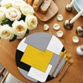 thumbnail image 3 of Yellow Grey Black Geometric Round Placemats Set of 6, Braided Polypropylene Place Mats, Middle Century Art Abstract Aesthetics Table Mats for Kitchen Dinner Holiday Party Coffee Table Decor 13", 3 of 9