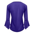 thumbnail image 3 of Ichuanyi Womens Shirts Clearance, Women's Flared Sleeve Pleated T-Shirt Top Bottoming Shirt Three Quarter Sleeves Blouse, 3 of 3
