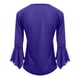 thumbnail image 3 of Camiseta plisada de manga acampanada para mujer, blusa de manga tres cuartos Pompotops  FGAJ2442, 3 of 3