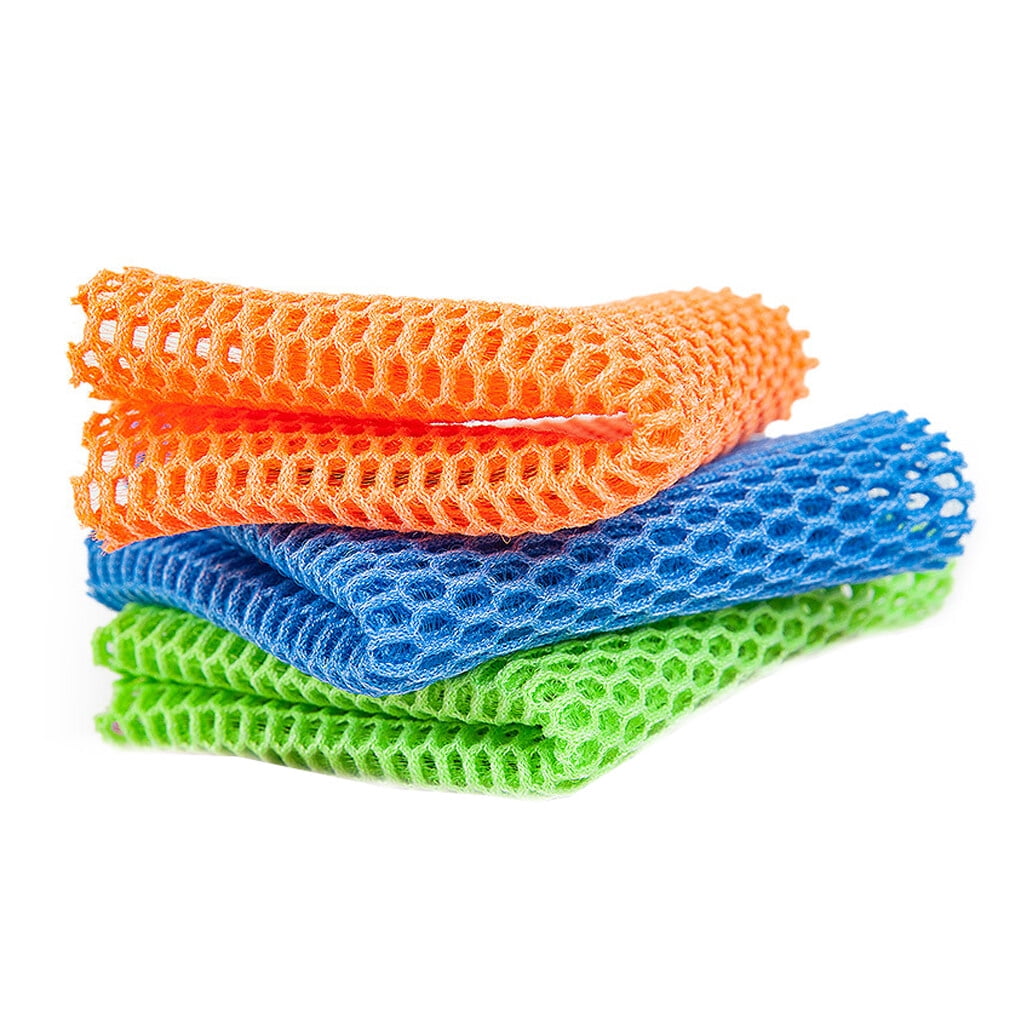 3 Pieces Dish Kitchen Mesh Cloth Bamboo Fiber Quick Drying Cleaning Rags Cloths Nonstick Oil