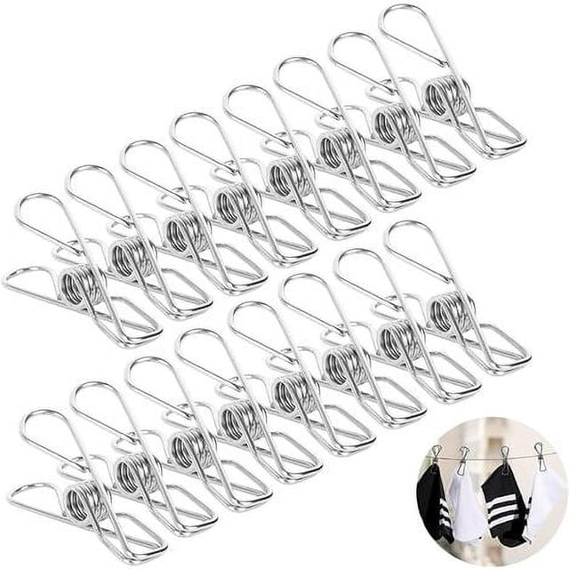 120PCS Pinces à Linge en INOX Antirouille Petite Epingle a Linge INOX para Linge en Plein Air et Les Sacs de Nourriture, Solide et Coupe-Vent