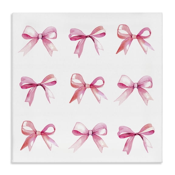 Stupell Industries Pink Bow Pattern Beauty & Fashion Painting Gallery Wrapped Canvas Art Print Wall Art, 17 x 17