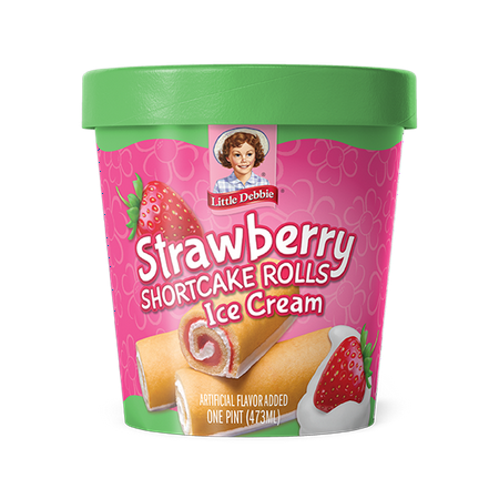 Little Debbie Strawberry Short Cake Ice Cream, White Cake Ice Cream with Strawberry, Pint
