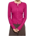 thumbnail image 2 of Craaazy Womens Shirts Button Down Shirts For Women Ribbed Knit Cardigan Solid Color Long Sleeve Top Gifts For Women, 2 of 3