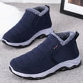 thumbnail image 3 of Men's Slip On Blue Ankle Boots Arch Support Fleece Lined Snow Booties Winter Warm Non Slip Work Shoes, 3 of 6