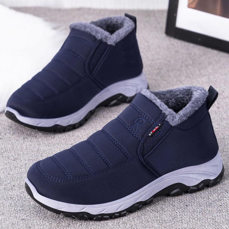 Men’s Insulated Slip-On Shoes Blue Fleece Lined EU 46 Comfort Casual ZUMA Linen Agave Blue – VIBAe main image 3
