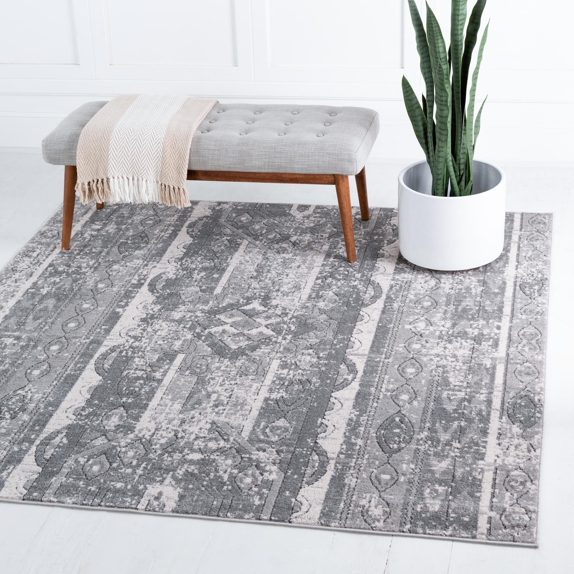 Oregon Collection Rug 8 Ft Square Gray LowPile Rug Perfect For Living Rooms