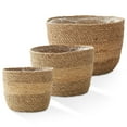 thumbnail image 3 of Casafield Set of 3 Seagrass Planter Baskets - Two-Tone, Hand Woven Indoor Flower Pot Covers with Liners for Plants, Succulents, Home Decor, 3 of 7