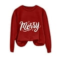 thumbnail image 4 of larppty Merry Sweatshirts for Women Christmas Crewneck Sweaters Letter Pullover Winter Tops Fashion Outfits (Red, XL), 4 of 6